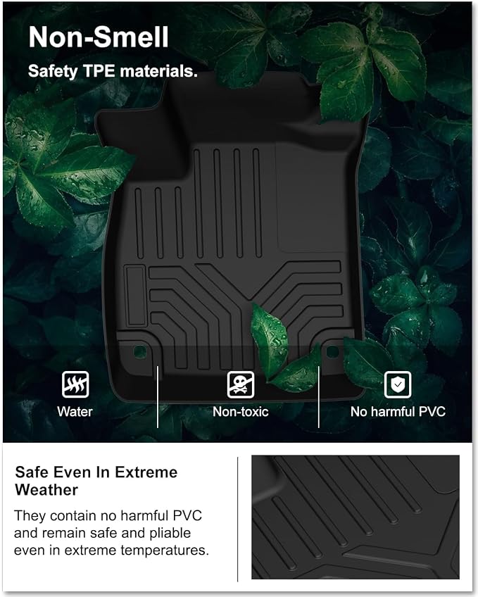 Kiwi Master Floor Mats for 2018-2022 Honda Accord | Custom Fit, All Weather Car Mats, Heavy Duty TPE Floor Liners, Front & Rear 2 Row Set, Black