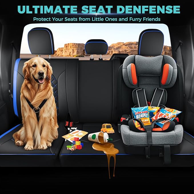 Seat Covers for Ford F150 2015-2026 SuperCrew & Ford F250 F350 F450 Super Duty 2017-2026 Crew Cab, Faux Leather Waterproof Pickup Truck Seat Covers (5 Seats) Interior Accessories