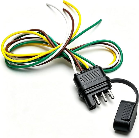4-Way Flat Trailer End Connector 25 Inch,4 Pin Trailer Wiring Harness,4 Pin Truck Connector with Dust Cover O-101