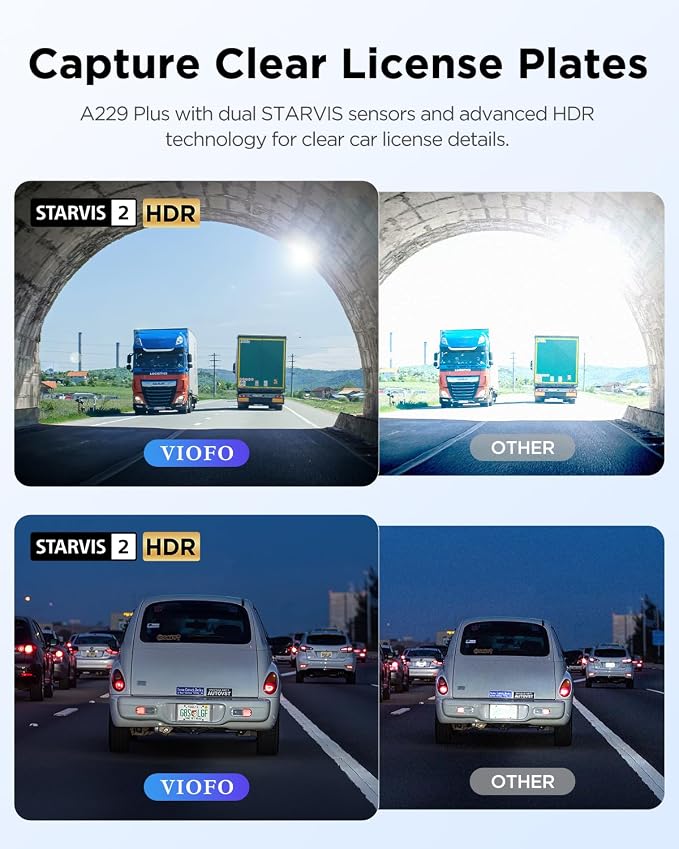 VIOFO A229 Plus Dash Cam Front and Rear, 2K Dual STARVIS 2 Sensors & HDR | 1440P+1440P Car Dash Camera, 5GHz Wi-Fi, Smart Voice Control, Ultra-Precise GPS, Built-in Supercapacitor, 24H Parking Modes