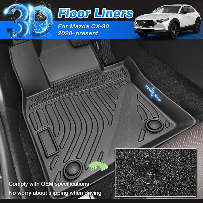 Cartist Floor Mats Fit for Mazda CX-30 2020-2025 2026 (FWD Only) All Weather Floor Mats for CX30 Accessories Heavy Duty