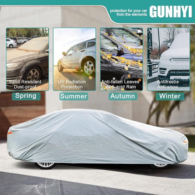 GUNHYI 6 Layers Car Cover Custom Fit Mazda MX-5/Miata, BMW Z3, Chrysler Crossfire, Honda S2000, Waterproof All Weather, Full Exterior Covers Sun Rain UV Protection, Length Up to 163 Inch.