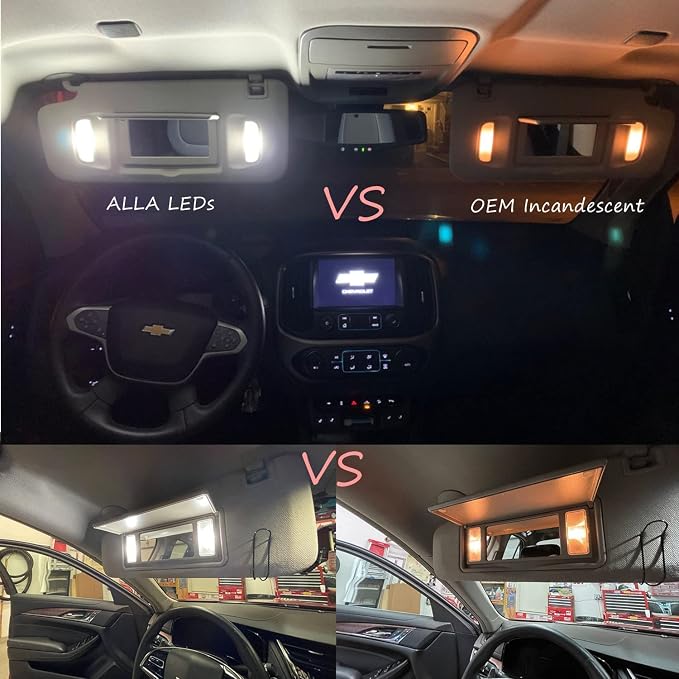 Alla Lighting 4pcs Extremely Super Bright 6000K Xenon White High Power 3030 SMD 29mm 6614 6614F 6641 6612F F30-WHP TS-14V1CP LED Replacement Bulbs For Car SUV Truck Sunvisor Flips Vanity Mirror Lights