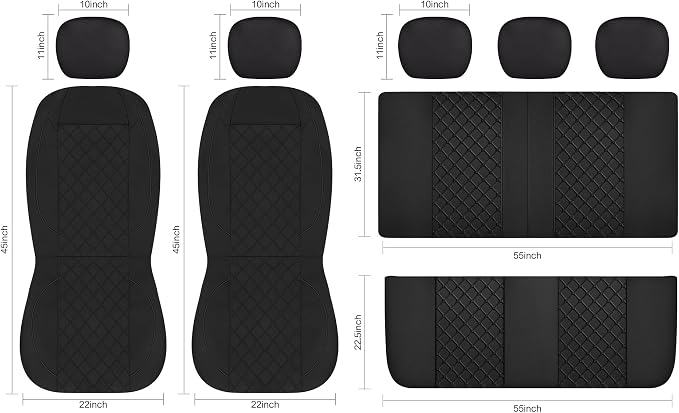 YGL Breathble Car Seat Covers Front Set,Washable Seat Covers for Cars,Premium Cloth Car Seat Protectors,Interior Covers for Cars,Sedan Van Truck SUV(Black)