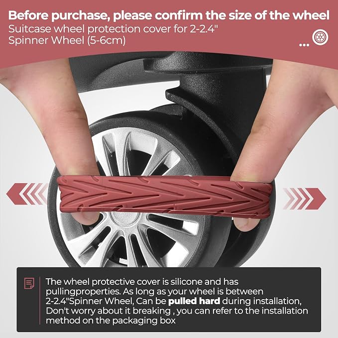 8Pcs Upgrade Luggage Wheel Covers, Travel Accessories (Brown) | Wear-resistant & anti-noise silicone covers. Fits 2-2.4" wheels. Protects suitcase wheels. Travel essential for suitcases