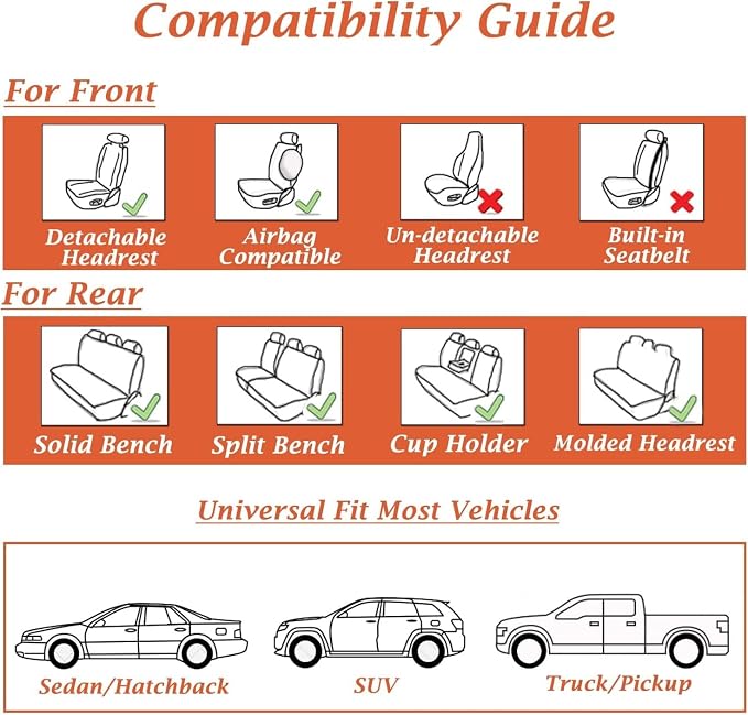 Coverado Car Seat Covers, Seat Covers for Cars, Waterproof Leather Auto Seat Protectors, Leather Car Seat Cushion, Car Interiors Accessories Universal Fit for Most Cars