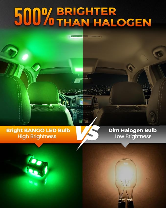 BANGO 24 Pieces Car LED Interior Light Bulbs, Non-Polarity Design with Removal Tool, Suitable for Car Dome Map Door Trunk License Plate Lights, Etc. (Green)