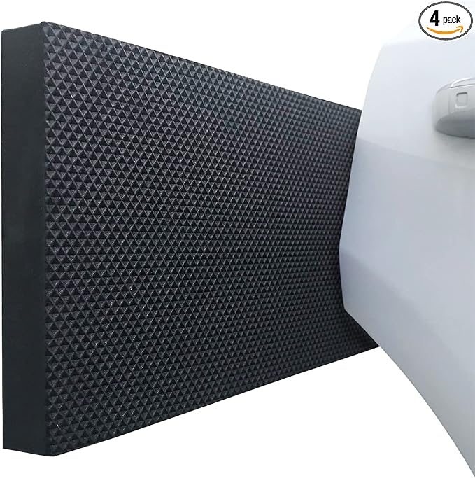 AMPULLA GWP02S Garage Wall Protector Car Door Protectors, Designed in Germany (4, Black)