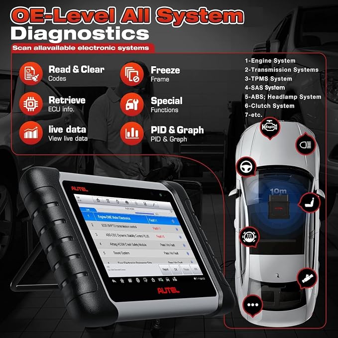 2026 Autel Scanner MaxiCOM MK808BT PRO, V2.0 Bidirectional Diagnostic Scan Tool as MK900BT, 33ft BT of MK900 MX900 MK808S MX808S, 3000+ Active Test, 28+ Reset, Injector Coding, All Systems, FCA, OS 11