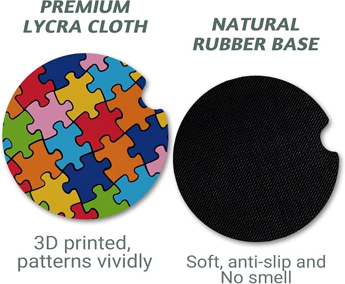 Yonlevres Car Coasters for Cup Holders，2.75" Anti Slip Rubber Mat with A Finger Notch, 2 Pack Car Cup Holder Coasters for Car Interior Accessories for Women Men Autism