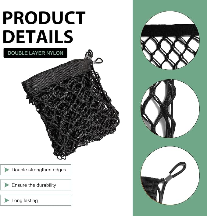 Car Cargo Net, Car Trunk Net Stretchable, Dual-Layer Nylon Trunk Storage Mesh, Adjustable Elastic Storage Nets with Hooks, Universal Cargo Cover for SUVs, Cars, Sedan, Trucks (35.4×11.8)