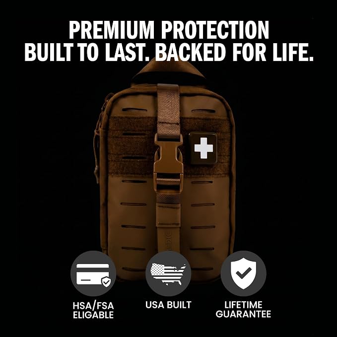MY MEDIC MyFAK PRO Military IFAK Trauma Kit & First Aid Kit with Tourniquet - HSA FSA Items - Built in USA - Tactical Combat Medical Supplies, Medic Kit, Trauma Pack & Molle Field Operator Bag, Coyote