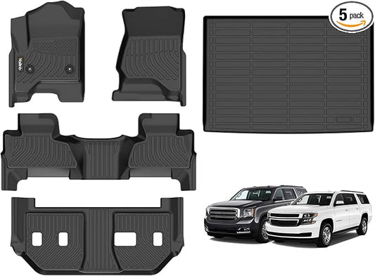 Floor Mats & Cargo Liner for Chevrolet Suburban & Yukon XL 2015-2020 All Weather Custom Fit Chevy Suburban & Yukon XL 2015-2020 Waterproof Durable Easy to Clean Accessories