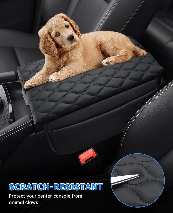 INTGET Car Center Console Armrest Cover for Nissan Rogue Accessories 2021-2026 2022 2023 2024 2025 Leather Arm Rest Box Lid Middle Console Seat Cover Protector (Black Cushion Texture, 2021-2026)