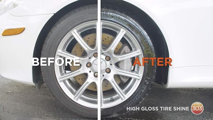 303 Products High Gloss Tire Shine And Protectant - Long Lasting, Water Based Formula - Lasts For Weeks - No Harmful Silicones - Lasts Weeks Not Days, 16 fl. oz. (30395CSR) Packaging May Vary | Water-based tire shine delivers long-lasting gloss without...