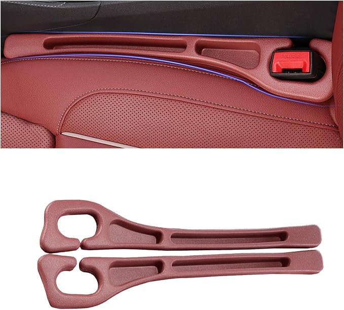 2PCS Car Seat Gap Filler Organizer, Upgrade Car Gap Filler with Fill and Storage Function for Storing Phones Keys Cards, Universal No Drop Seat Guard for Cars (Red)