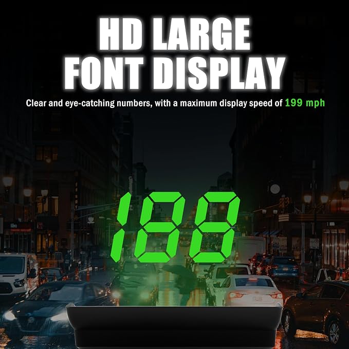 GPS Heads up Display for Cars with HD Large Font,USB Plug & Play Digital Speedometer for Car with Adjustable Brightness,Universal Car HUD Head up Display for Speed Displays