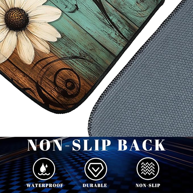 Nature Car Floor Mats Set of 4 Rustic Daisy Butterfly Wooden Automotive Foot Mats Rugs Carpet for Car Non-Slip Auto Car Accessories Universal Fit for Car SUV Truck Van