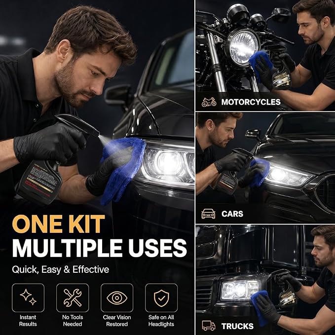 Headlight Restoration Kit,Headlight Restoration,Headlight Cleaner Oxidized & Yellowed Lens Repair with Protective Coating,Head Light Restoring Kit,Headlight Cleaner and Restorer Kit(1Set)