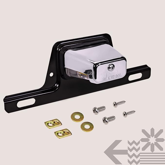 TRUE MODS Chrome Boat Trailer LED License Plate Light [Steel Bracket Mount] [DOT FMVSS 108] [SAE L] 12V DC Waterproof Universal Submersible Tag Lamp for Car Work Utility Flat Bed Box Semi Truck RV