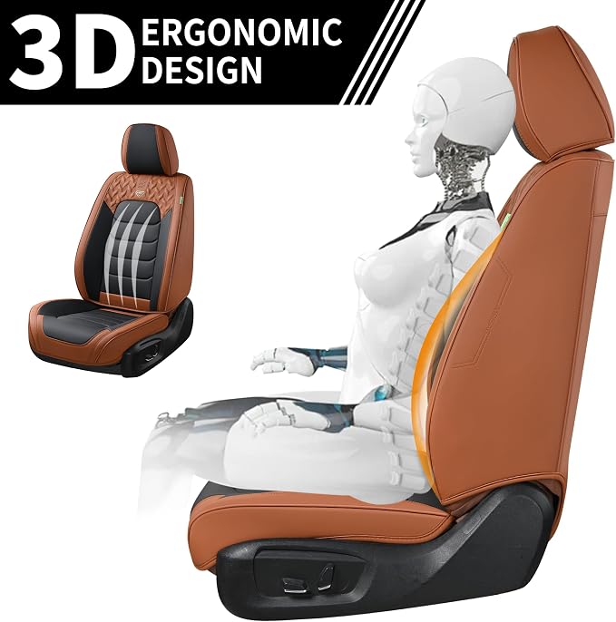 FLORICH Seat Cover for Cars, Front&Rear Seat Covers, Waterproof Automotive Car Seat Covers, Brown Car Seat Cushion Accessories for Most Car Interior Covers Sedan Truck SUV(Brown&Black, Full Set)