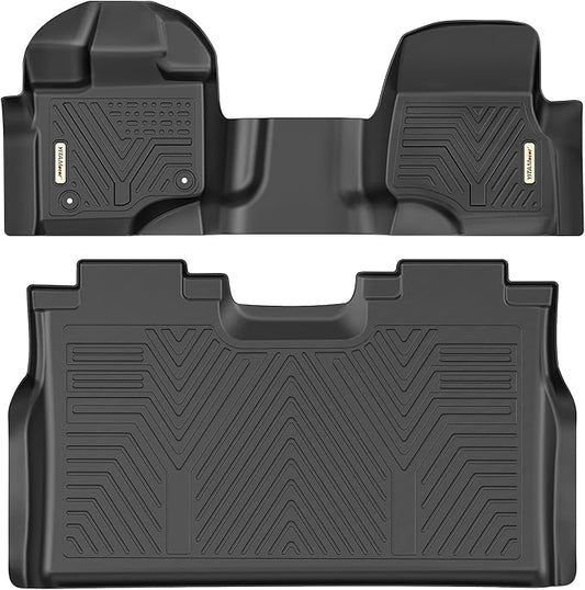 YITAMOTOR Floor Mats for Ford F-150 2015-2026 SuperCrew Cab Bench Seat, Custom Fit All Weather Anti-Slip TPE Rubber Mat, Super Duty Ford F150 Accessories, F 150 Floor Liners Set, 1st & 2nd Row, Black
