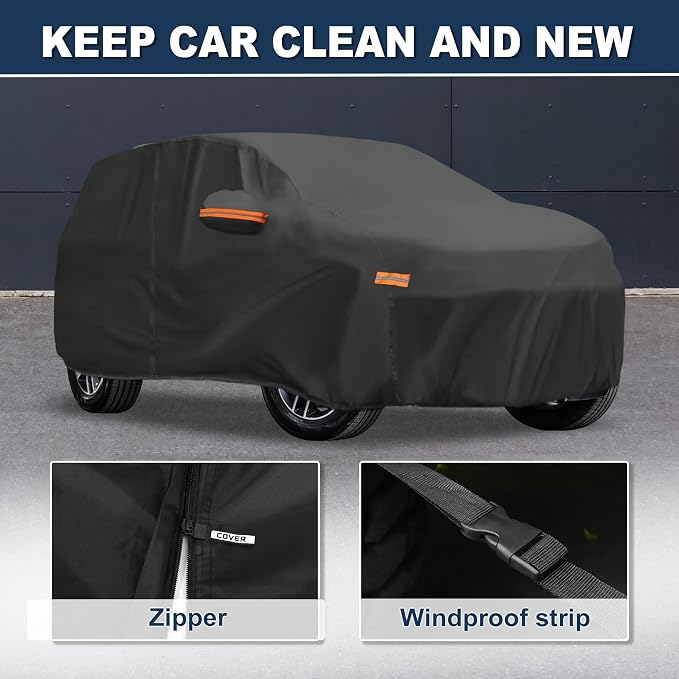 ACROPIX Car Cover Waterproof All Weather Full Exterior Cover Rain Hail Sun Protector Car Cover Black Fit for Jeep Grand Cherokee 2011-2024 with Door Zipper - Pack of 1