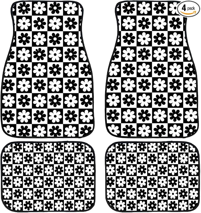 Bear Car Floor Mats Set of 4 Sunset Forest Pine Tree Wildlife Rustic Deer Automotive Foot Mats Rugs Carpet for Car Non-Slip Auto Car Accessories Universal Fit for Car SUV Truck Van
