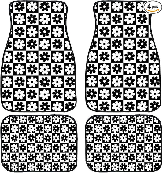 Bear Car Floor Mats Set of 4 Sunset Forest Pine Tree Wildlife Rustic Deer Automotive Foot Mats Rugs Carpet for Car Non-Slip Auto Car Accessories Universal Fit for Car SUV Truck Van