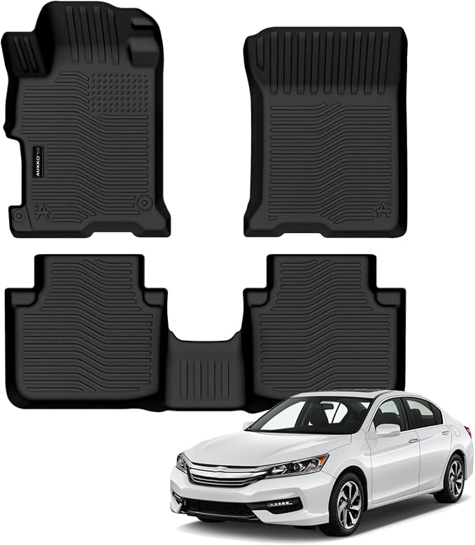 Auxko All Weather Floor Mats for Honda Accord Sedan 2013 2014 2015 2016 2017 TPE Liners All Season Accessories Guard Odorless Anti-Slip Floor Liners