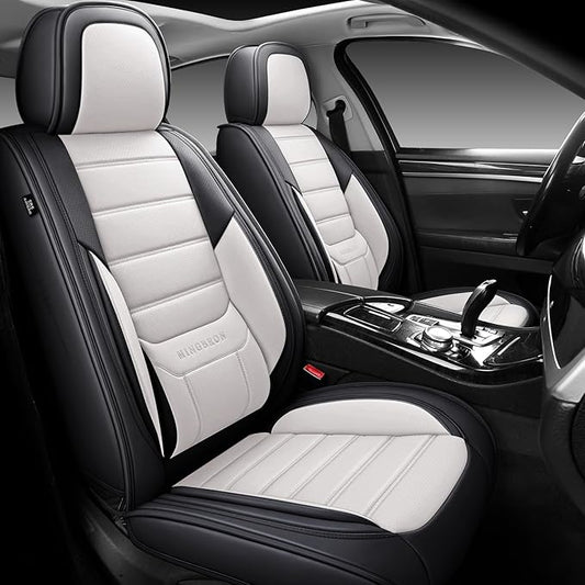 MINGBRON Seat Covers, Car Seat Covers Front Seats, Car Seat Cover, Car Seat Protector Waterproof, Car Seat Cushion Nappa Leather, Black Seat Covers Carseat Cover Universal Fit for Most Cars