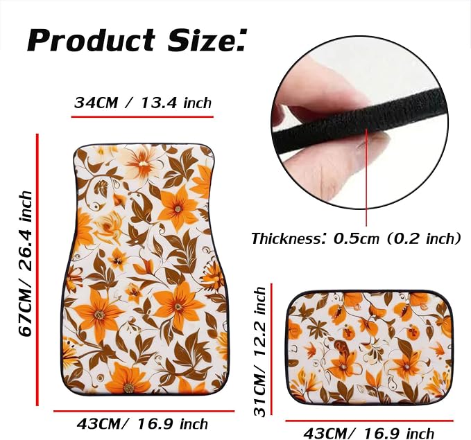 Car Floor Mats Non-Slip Automotive Floor Mats All-Weather Front Rear Car Floor Foot Mat Sets of 4 Pieces Foot Mats Rugs Carpet for Car Trucks SUV Sedans (Fall-03)