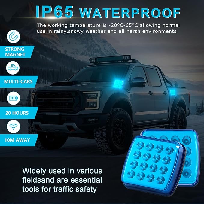 Rechargeable Magnetic LED Road Flares, Portable Emergency Strobe Safety Lights for Trucks & Vehicles