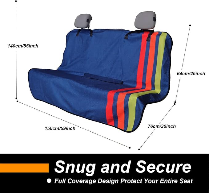 Back Seat Cover for Car Trucks Van SUV,Waterproof Rear Bench Towel Seat Covers for Dogs and Kids,Automotive Backseat Protector (Racing Stripes)