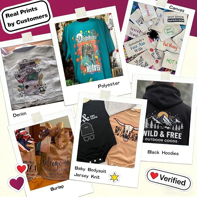 DTF Transfer Film A4 24 Sheets, Glossy Transfer Finish, Double-Sided Film | Hot&Cold Peel,PET Heat Transfer Paper for DTF Inkjet Printers Direct Print on T-Shirts and All Color Fabrics, Wash Durable