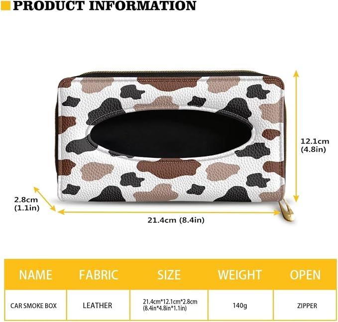 Cow Brown Mask Holder for Car PU Leather Car Tissue Box Sun Visor Napkin Holder Cow Brown Leather Tissue Holder