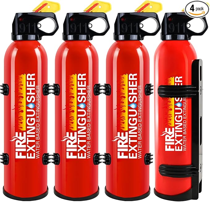 Upgrade Fire Extinguisher for Home, 4Pack Car Fire Extinguishers with Mount, | 8 in 1 Portable Kitchen Fire Extinguishers for A, B, C, K Category, 620ml Mini Fire Extinguisher for Truck Boat