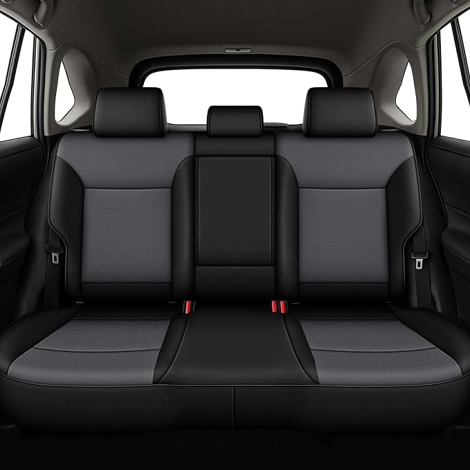 AOMSAZTO Custom Fit Seat Covers for Toyota RAV4: 2019 2020 2021 2022 2023 2024 2025 LE XLE XLE Premium Limited-Faux Leather Full Set Compatible Airbag Seat Protector Black&Gray