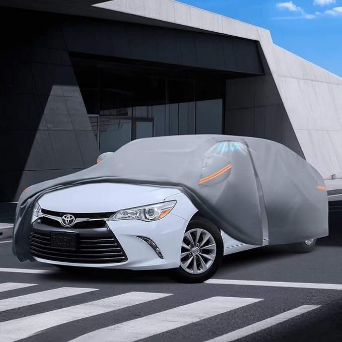 Waterproof Toyota Camry(1991-2026) Car Cover with Breathable Vents, [Upgrade] Premium Covers with Cotton Liner and Zipper Door, Sun Rain Snow Dust Uv Protection.(Gift with Towel)