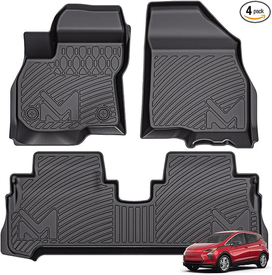 TPE Automotive Floor Mats Custom for 2017-2023 Chevrolet Bolt EV (Not for EUV), All Weather Cover Protection Waterproof Black Floor Liner Front & Rear Row Full Set Car Mats, 3PCS