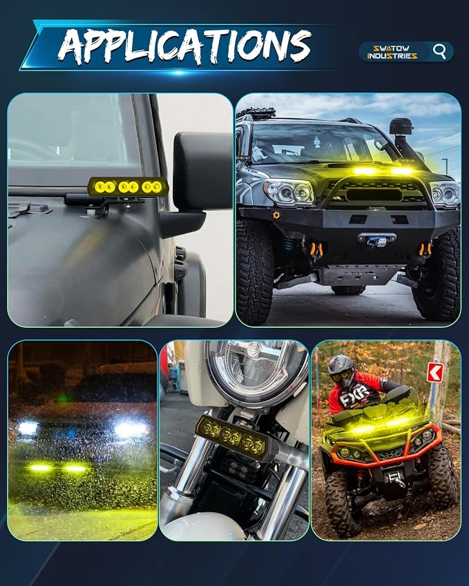 6 Inch Light Bar Yellow, SWATOW INDUSTRIES 6" CREE LED Pods Spot Bumper Mount Work Lights Ditch Pod Lights Yellow Fog Lights for Wrangler F150 Toyota Truck Pickup SUV UTV ATV