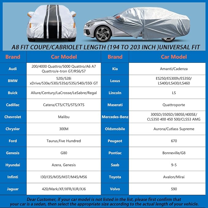 Car Cover Custom Fit for Lexus ES ES300 ES330 ES350 ES300h | Waterproof All Weather for Automobiles Full Exterior Cover Rain Sun Snow UV Protector.