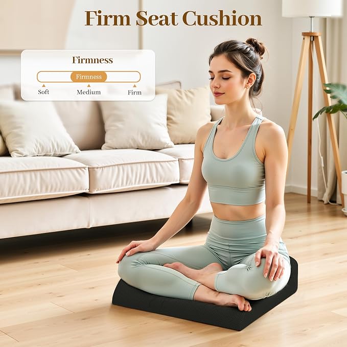 TranquilRelax 2XL Seat Cushion, Memory Foam Cushion for Long Sitting Hours on Office Chair, Car Seat, Non-Slip Chair Pad for Sciatica, Coccyx, Tailbone Pain Relief & Post-Surgery Recovery (Black)