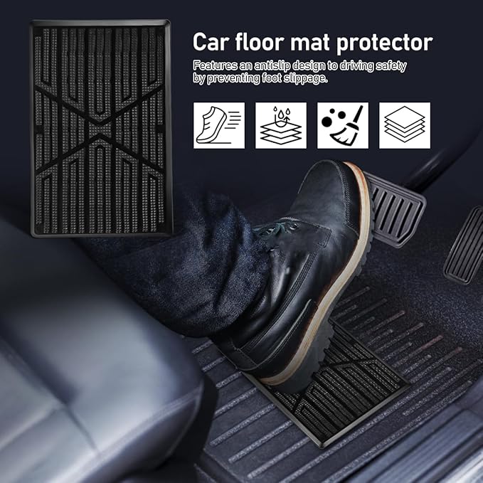 PRETYZOOM 2-Pack Car Floor Mat Carpet Heel Pad Foot Pedal | Universal Anti-Skid Rubber Heel Scuff Plate, Auto Home Carpet Protector Patch for Driver Side Gas Pedal Foot Rest