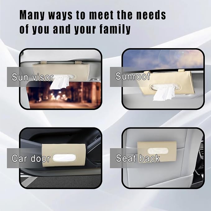 Car Visor Tissue Holder, Sun Visor Napkin Holder for Car, Easy Installation, Universal Accessories Vehicle Interior Tissue Box Suitable for SUVs, Trucks (Beige)