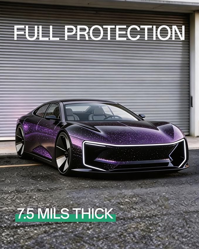 PPF, Dry Apply TPU PPF Vinyl Car Wrap Roll 1ft x 5ft, Paint Protection Vinyl Film (Gloss Cosmic Purple)