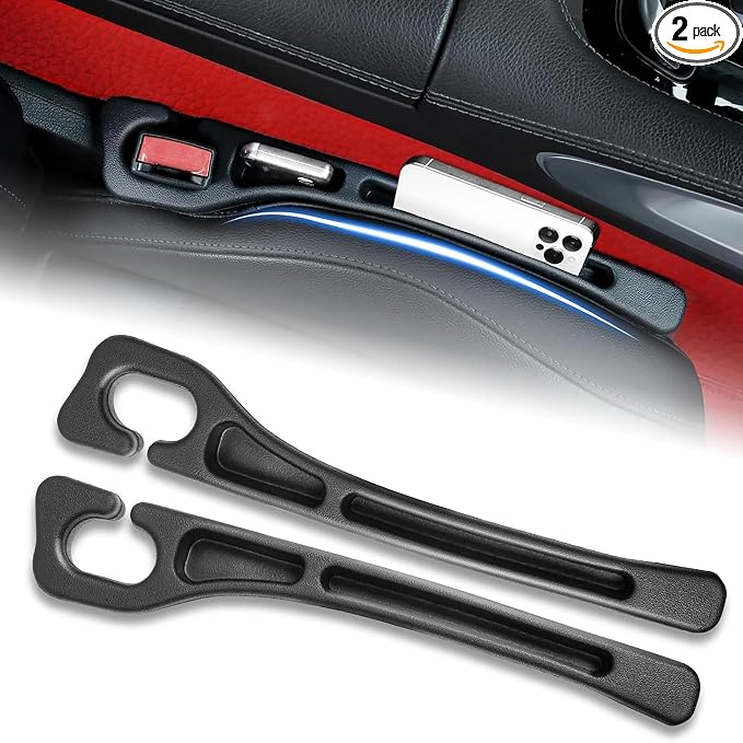 Car Seat Gap Filler Set of 2, Car Seat Gap Organizer with Phone Holder, Seat Side Gap Plug Storage Box, Universal Fit for Cars SUVs & Trucks, Auto Interior Accessories