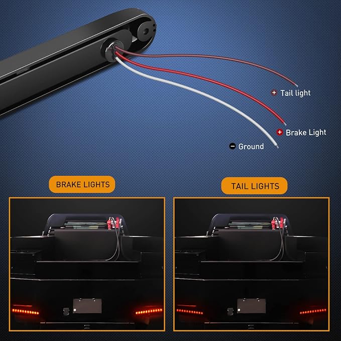 Nilight Trailer Light Bar 2PCS 10" 15 LED Red Park Stop Turn Tail Lights | IP67 Waterproof Marker ID Clearance Strip For Truck Golf Cart Pickups Boats