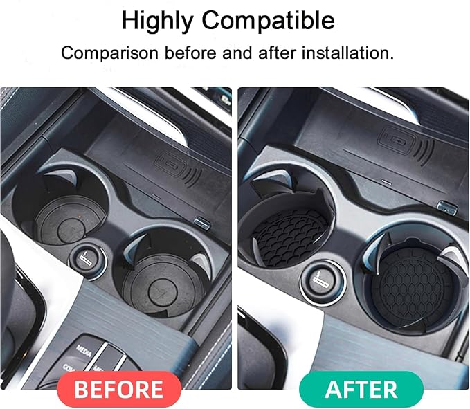 Car Cup Coasters,Universal Automotive Non-Slip Silicone Car Cup Holders Embedded in Ornaments Coaster, Drink Holder Protector Car Interior Accessories, Black 2 Pack & Car Duster Brush