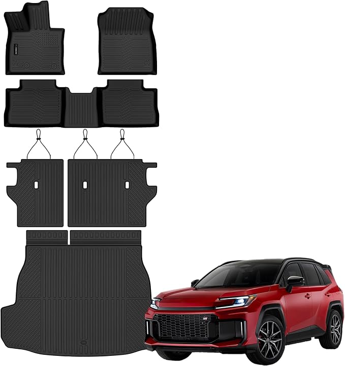 AUXKO All Weather Floor Mats Cargo Mat for Toyota Rav4 PHEV 2026 Without subwoofer backrest mat TPE Liners All Season Accessories Guard Odorless Anti-Slip Floor Liners Trunk Tray